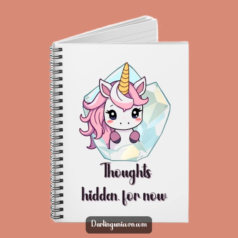 Funny Shy Unicorn Crystal Peek Notebook - Mysterious Journal Gift