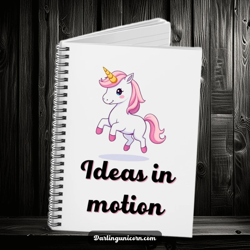 Elegant notebook featuring a unicorn gracefully twirling with a magical horn trail, perfect for jotting down inspired and graceful thoughts.