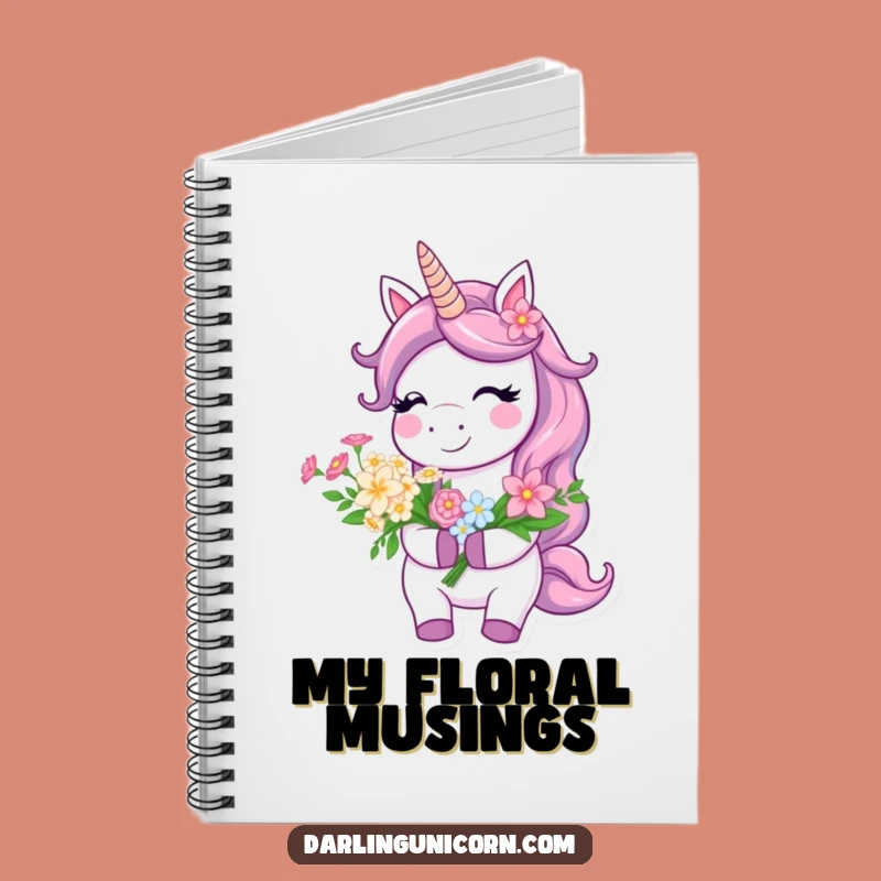 Funny Unicorn Notebook - Flower Bouquet Smile, Perfect Journal Gift!