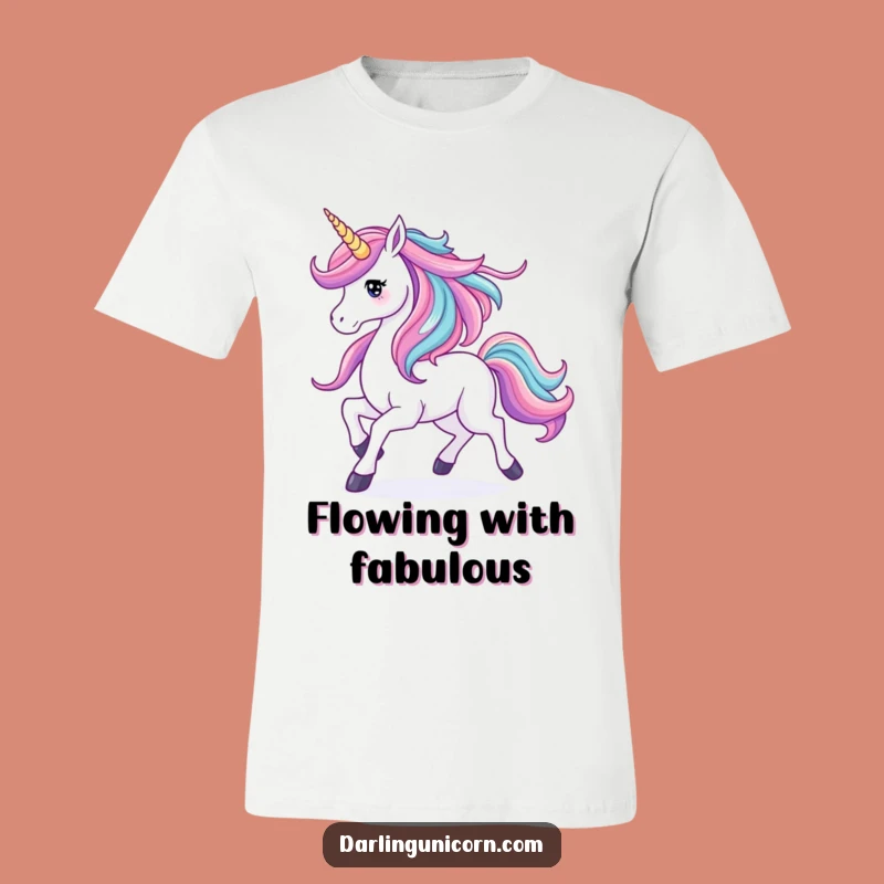 Elegant Funny Unicorn Waterfall Mane Tee: Unleash Your Spirit, Great Gift