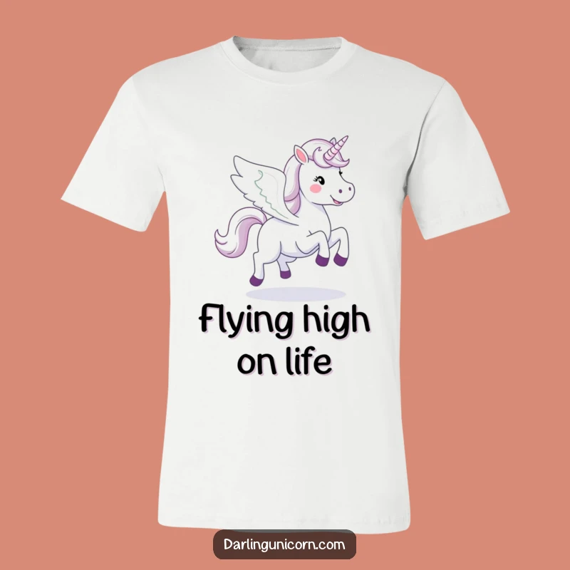 Funny Happy Unicorn T-Shirt: Galloping Wings Spread, Inspirational Graphic Tee