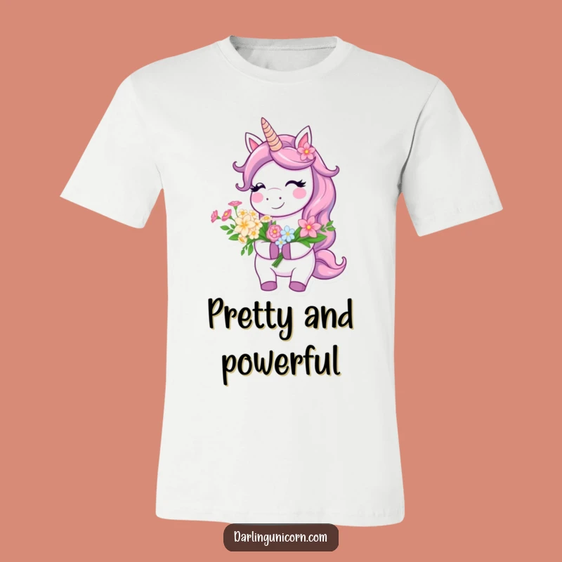 Funny Bright Unicorn T-Shirt - Flower Bouquet Smile, Perfect Cheerful Gift!