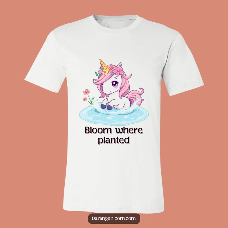 Funny Unicorn Flower Splash T-Shirt: Whimsical Nature Gift for Dreamers!