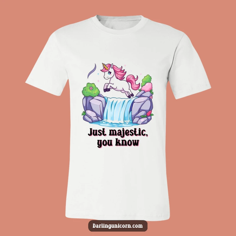Funny Unicorn Waterfall Leap T-Shirt - Embrace Joyful Magic & Adventure