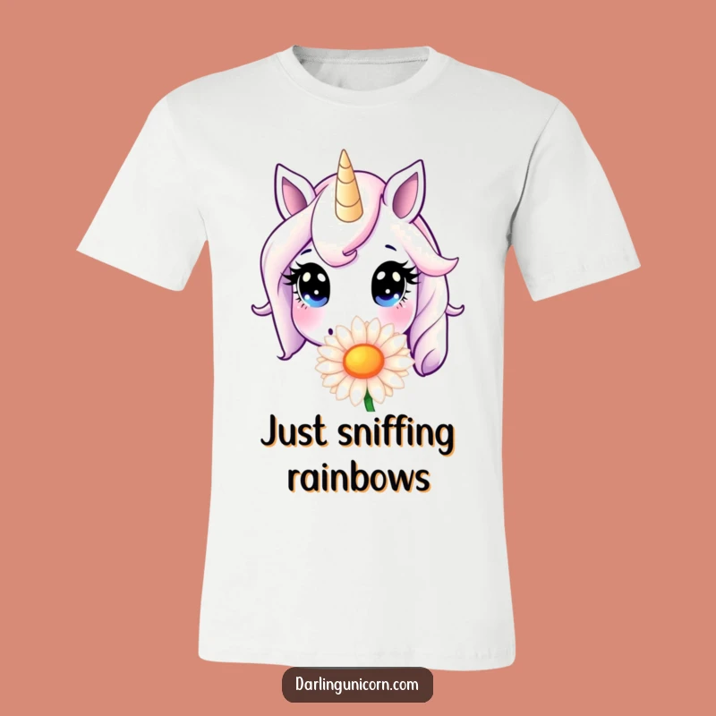 Funny Unicorn Daisy Sniff T-Shirt: Innocent Eyes Delight, Perfect Playful Gift