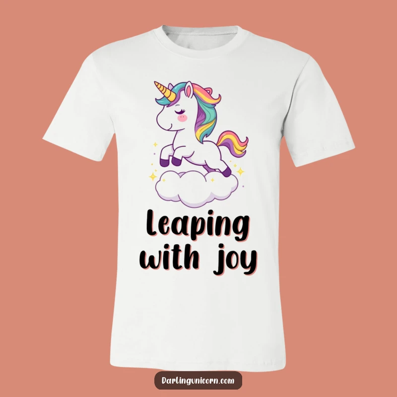 Funny Unicorn Rainbow T-Shirt - Joyful Cloud Leap Tee Gift