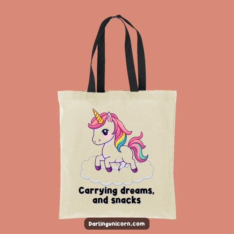 Funny Kawaii Unicorn Tote Bag: Rainbow Clouds, Stylish & Magical Carryall