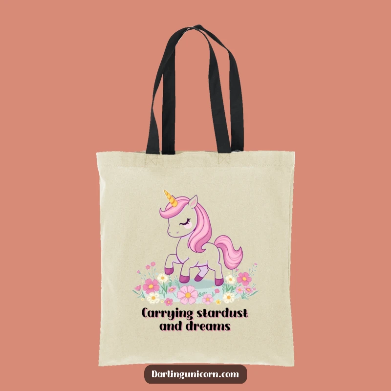 Funny Unicorn Tote Bag: Glitter Flowers Prancing, Magical Carry-All Gift