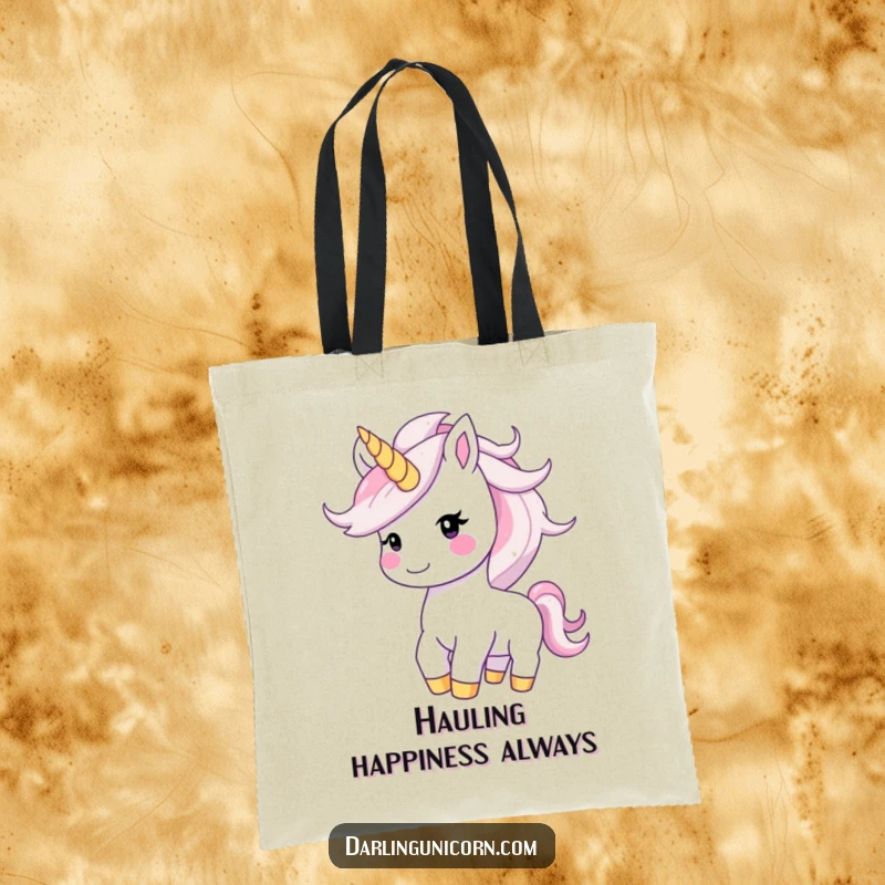 Funny unicorn with a joyful smile tossing its dazzling, starry mane, perfect for magical errands.