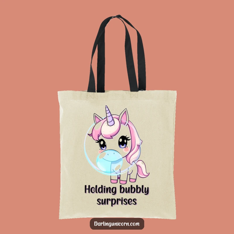 Funny Unicorn Tote Bag: Curious Bubble Sniffing, Whimsical Carry-All Gift